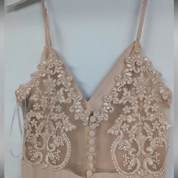 Nwt Lulu's Chiffon Maxi Dress Gown Romantic Bridesmaids Prom Size S Pink Wedding - Picture 6 of 6